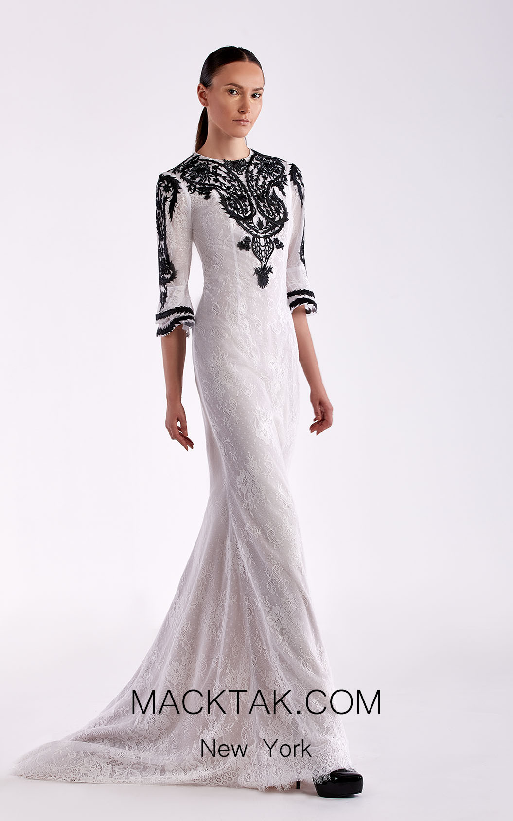Edward Arsouni SS0475 White Black Front Dress