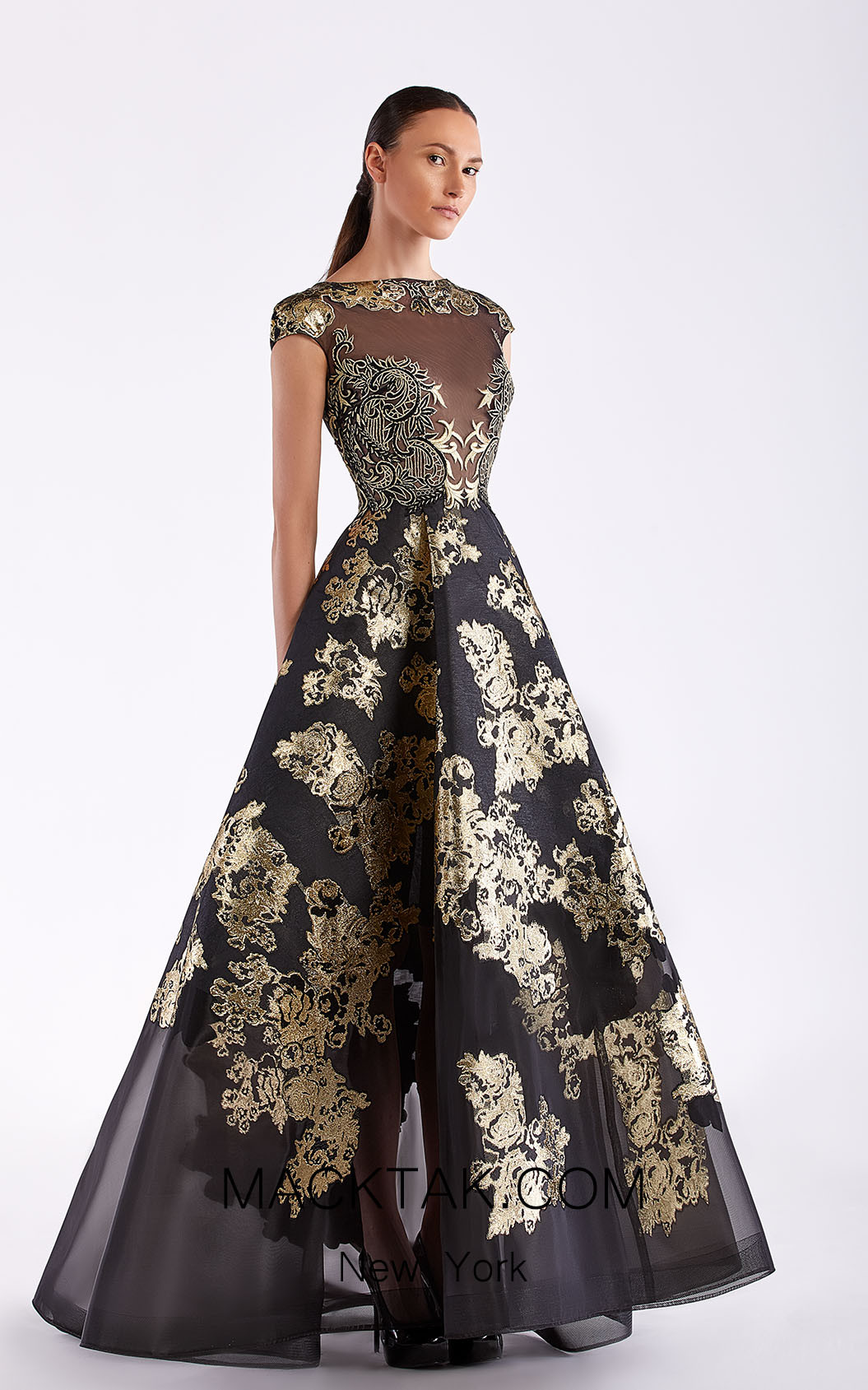 Edward Arsouni SS0496 Black Gold Front Dress