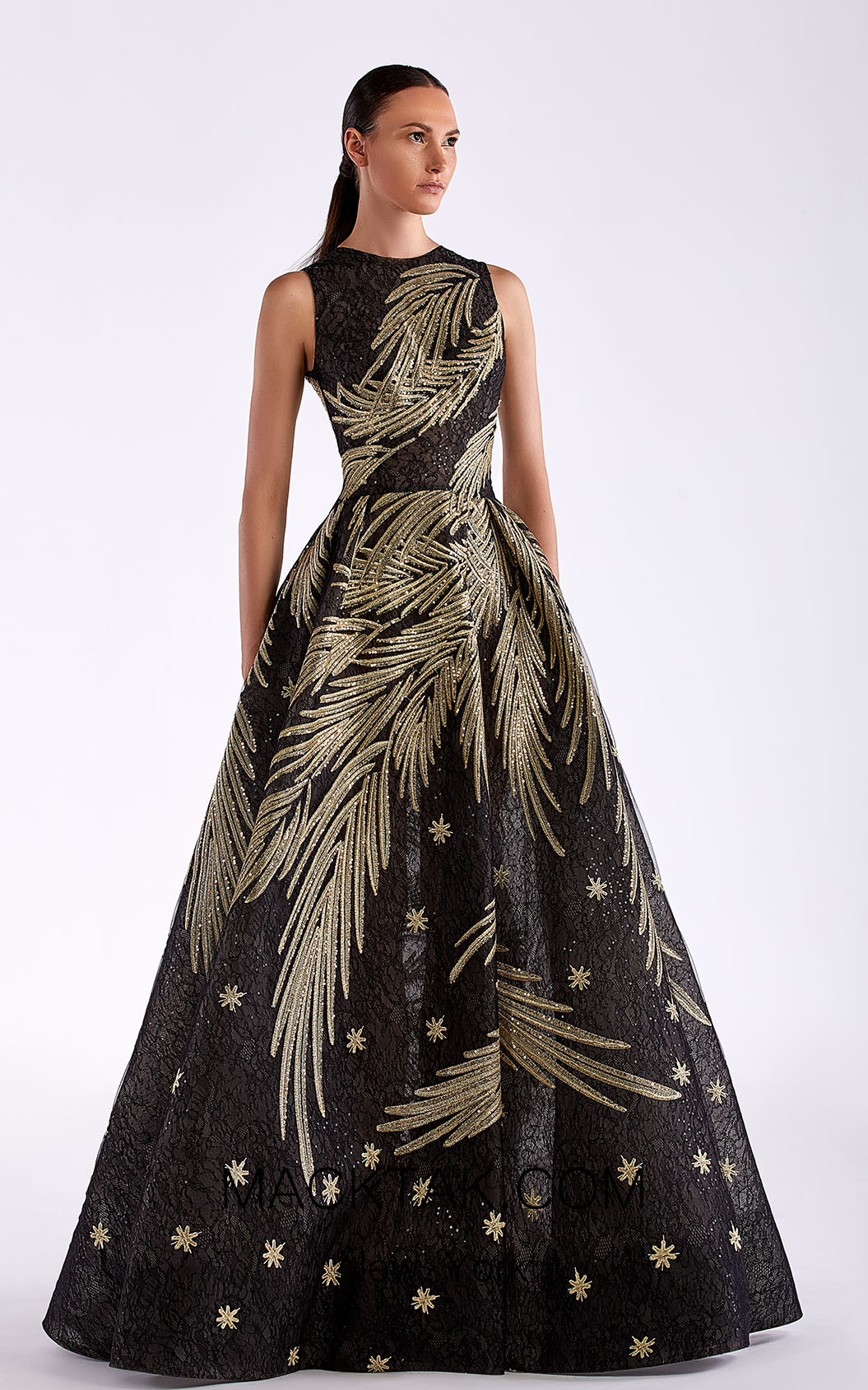 Edward Arsouni SS0498 Black Gold Front Dress