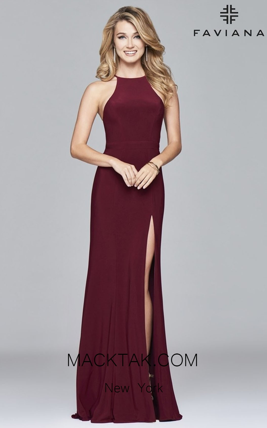 Faviana 7976 Wine Front Prom Dress