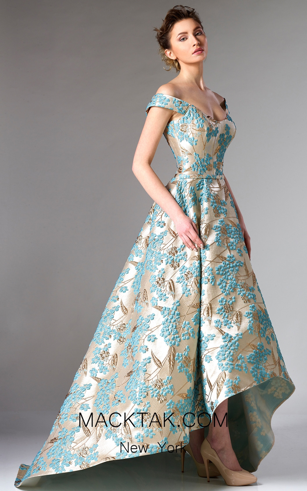 Edward Arsouni FW0280 Ivory Blue Front Dress