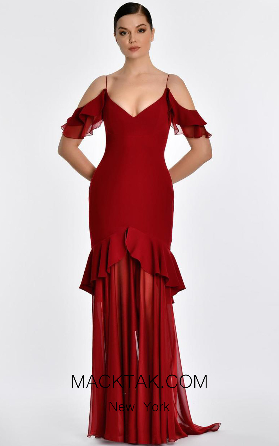 Georgette Red Front Dress