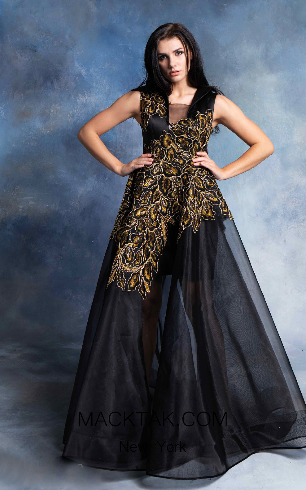 In Couture By Kiwi 4709 Black Gold Front Dress