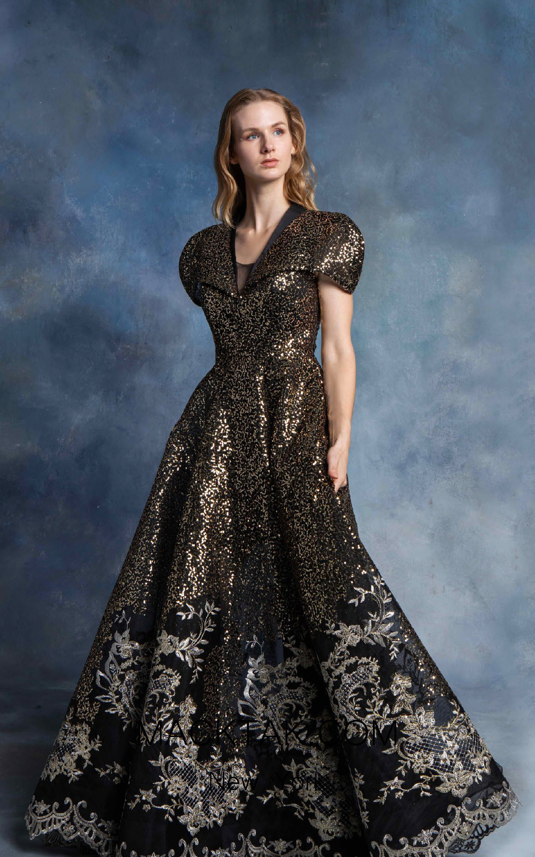 In Couture By Kiwi 4717 Black Gold Front Dress
