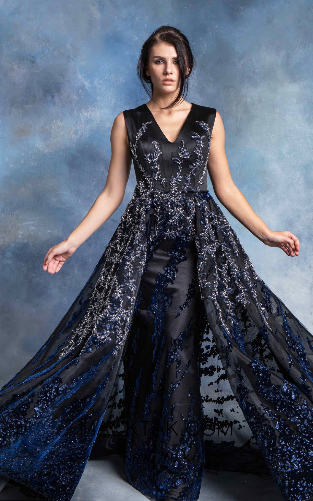 In Couture By Kiwi 4728 Black Navy Front Dress