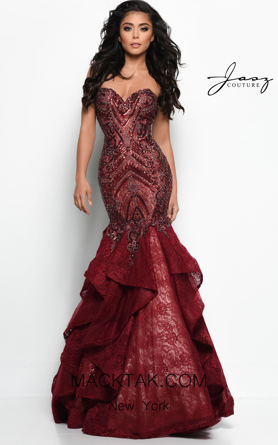 Jasz Couture 7046 Wine Front Dress