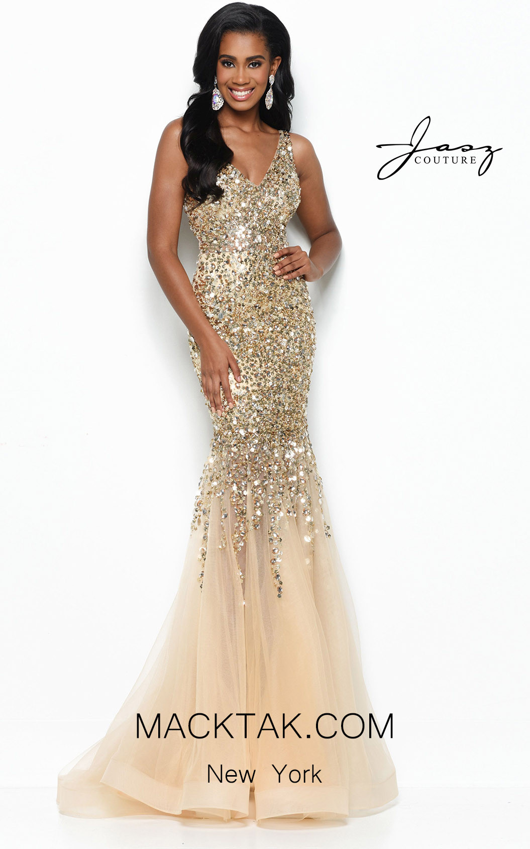 Jasz Couture 7111 Gold Front Dress
