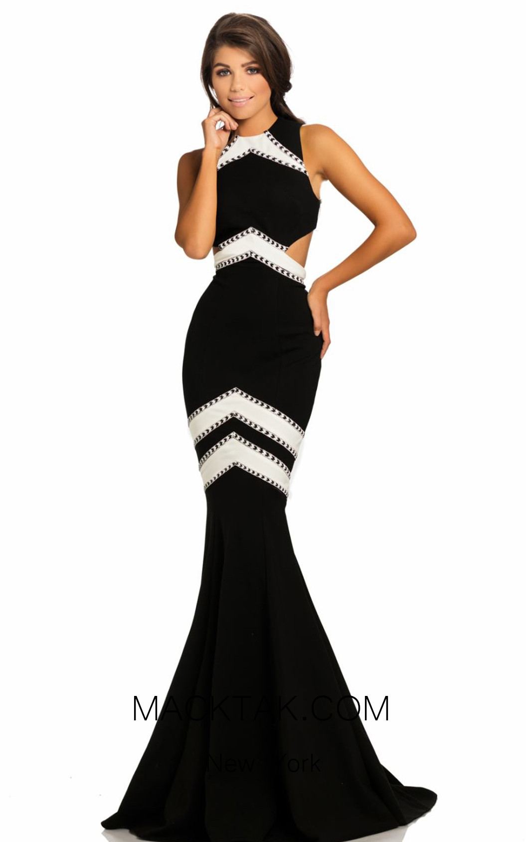 Johnathan Kayne 8056 Black White Front Dress