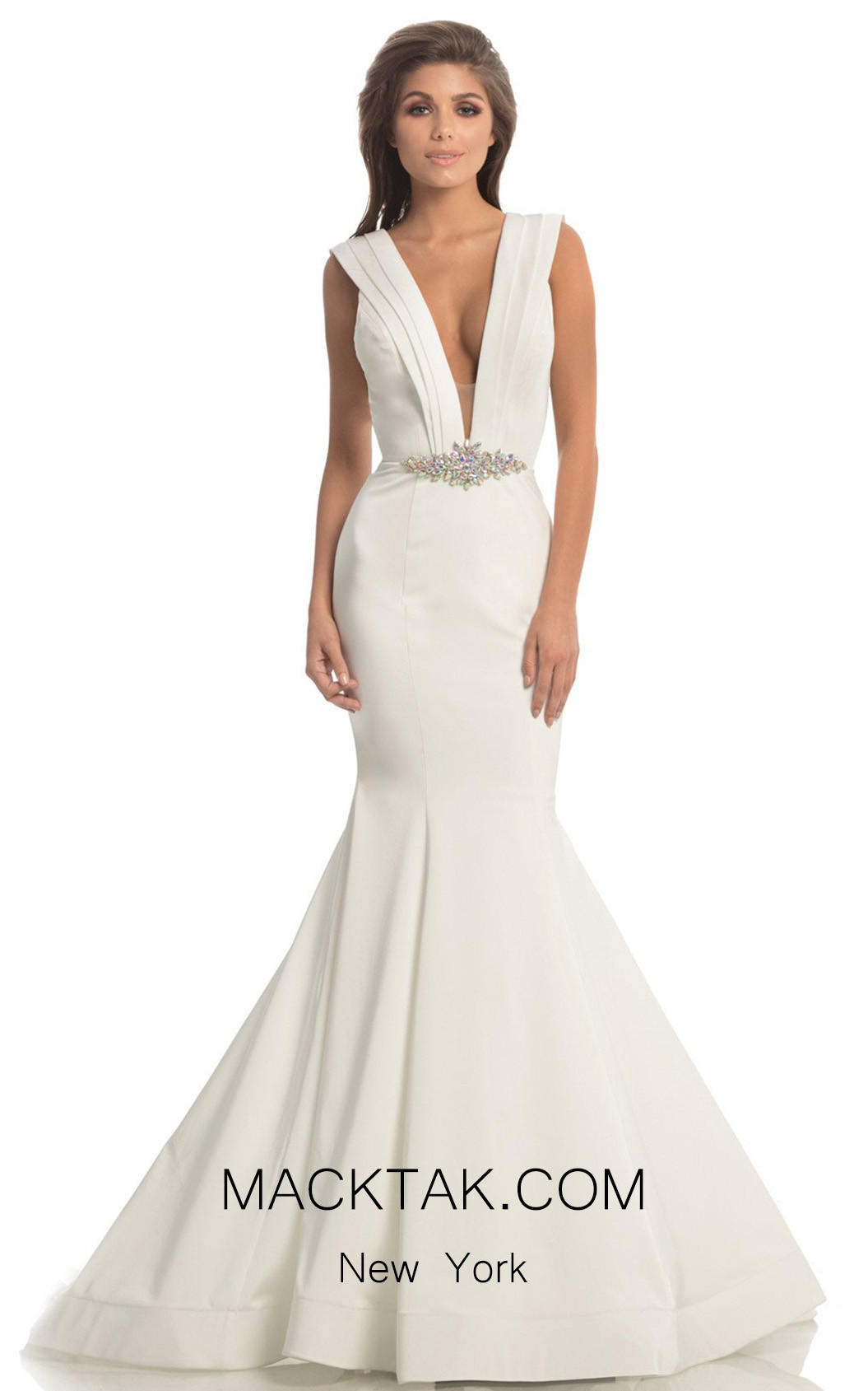 Johnathan Kayne 8204 White Front Dress