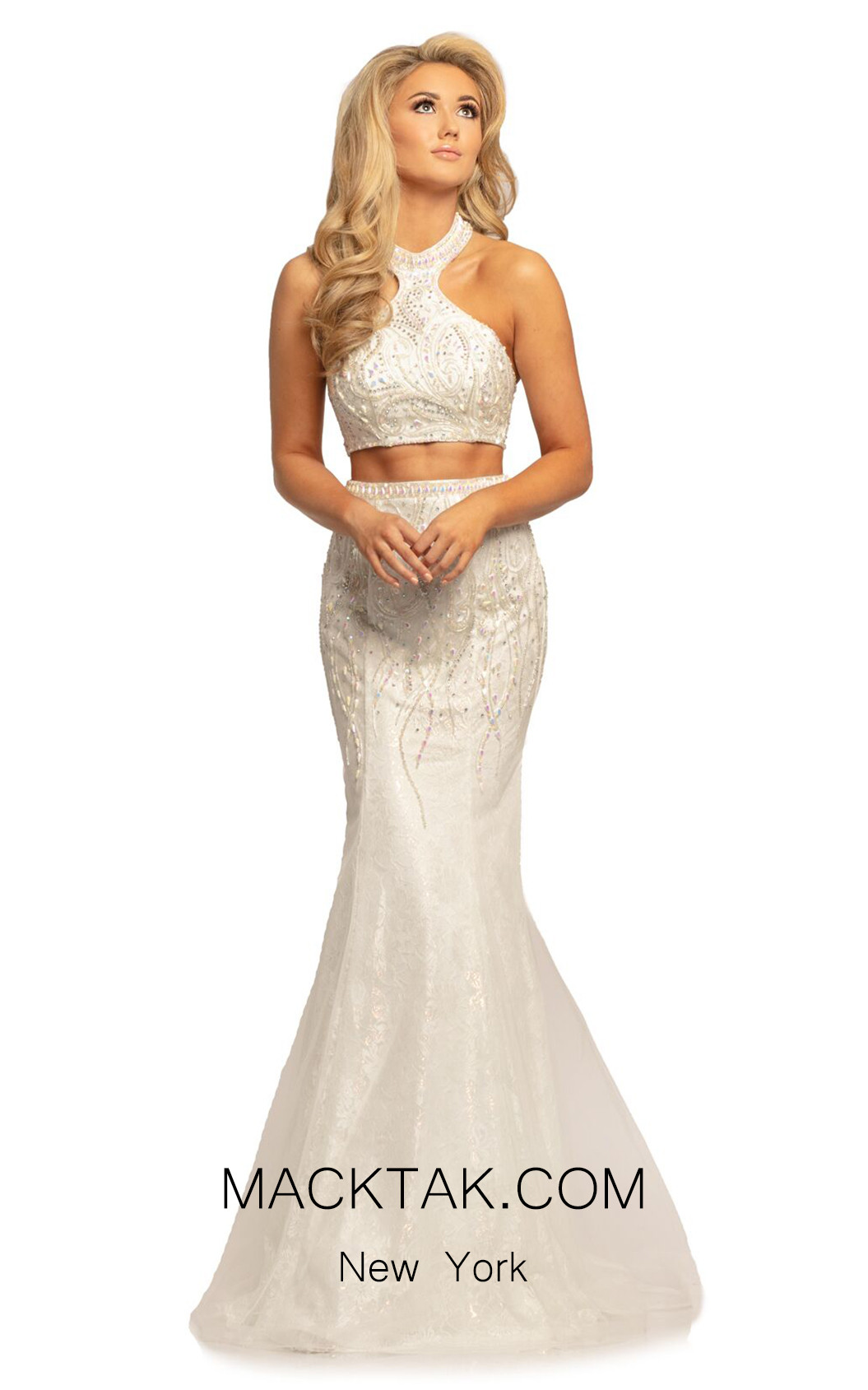 Johnathan Kayne 2005 Iridescent White Front Dress