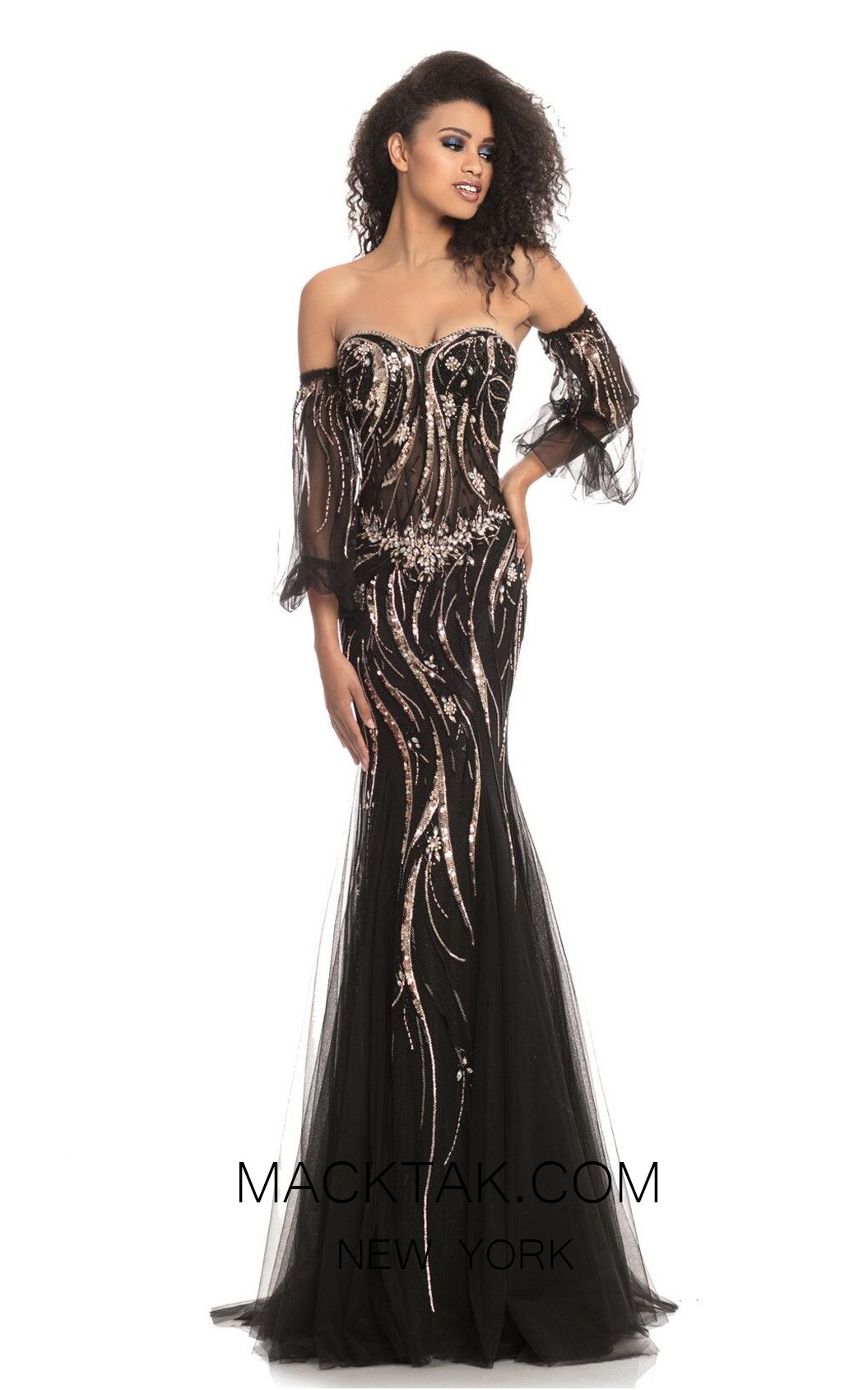 Johnathan Kayne 9003 Black Rose Gold Front Dress