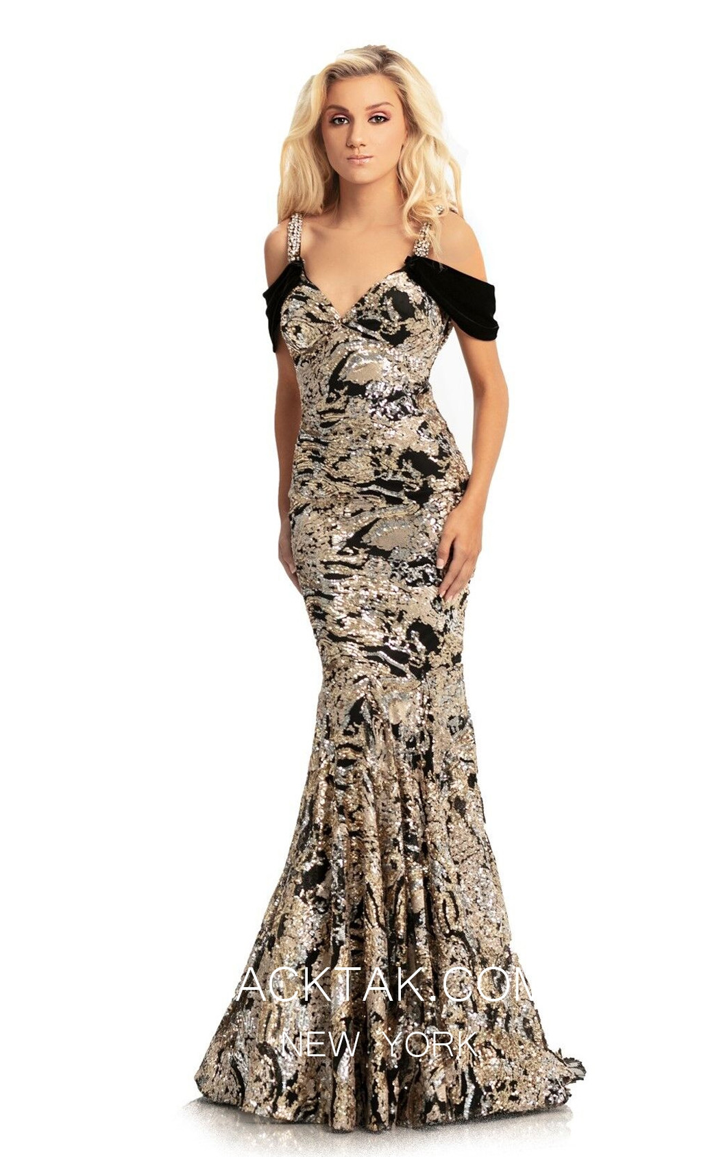 Johnathan Kayne 9013 Black Gold Front Dress