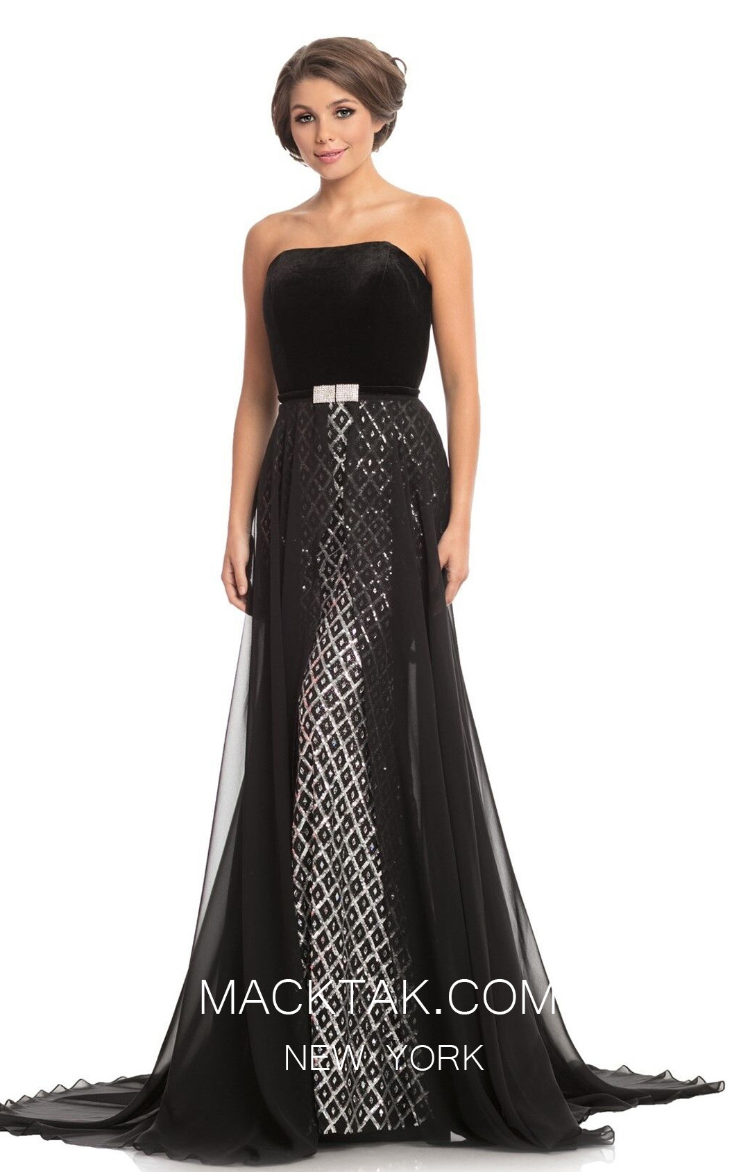 Johnathan Kayne 9053 Black Silver Front Dress
