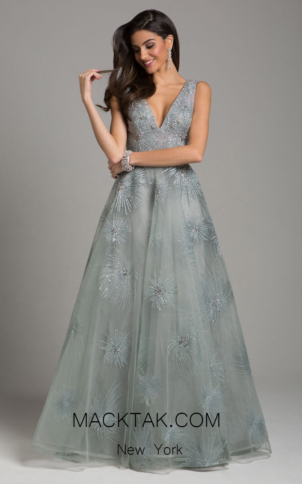 Lara 29928 Silver Front Evening Dress
