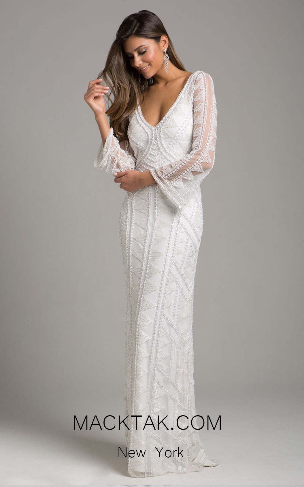 Lara 51001 Ivory Front Evening Dress