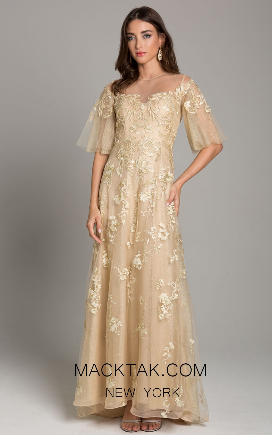 Lara 29854 Gold Front Evening Dress
