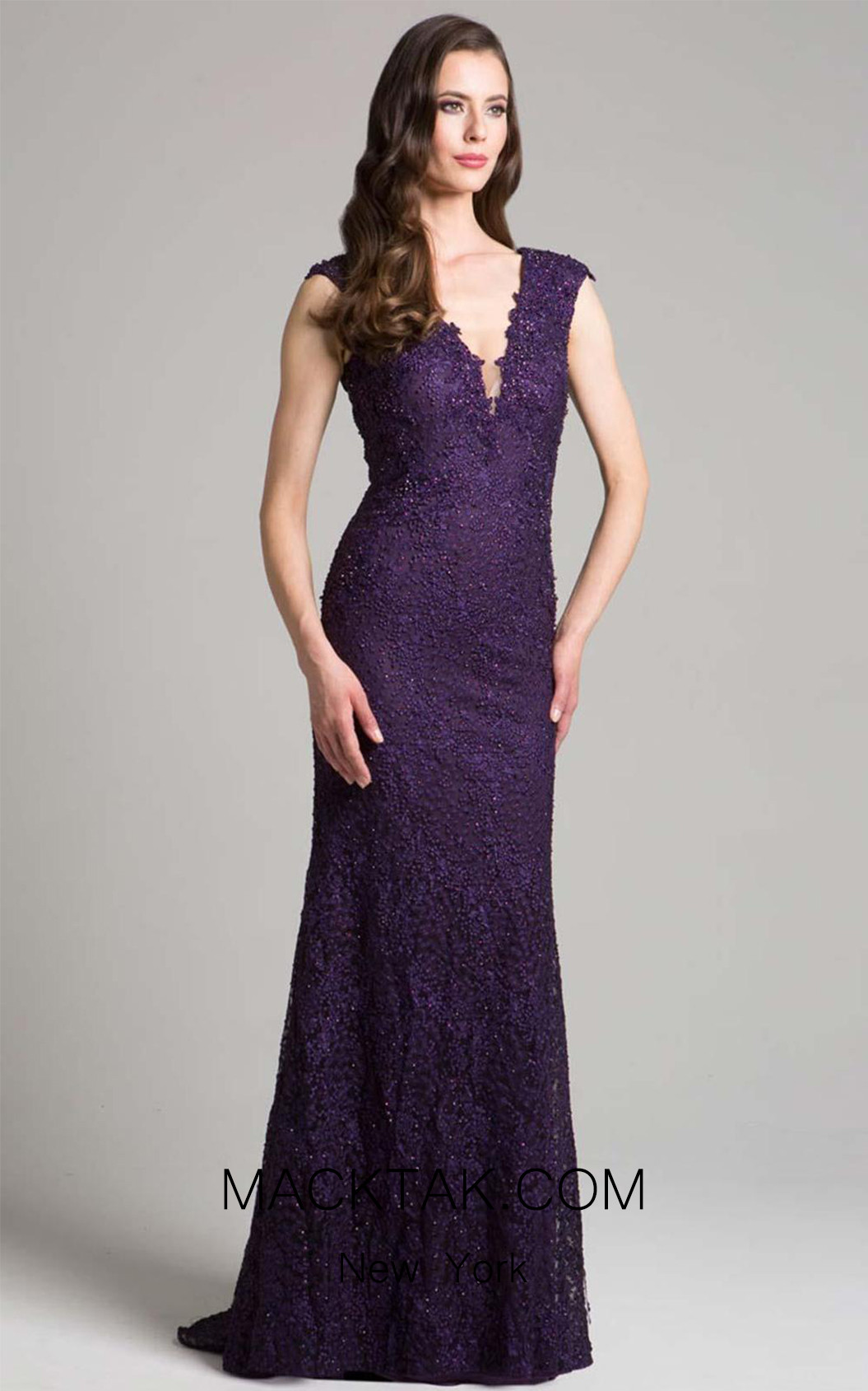 Lara 33286 Dark Purple Front Dress