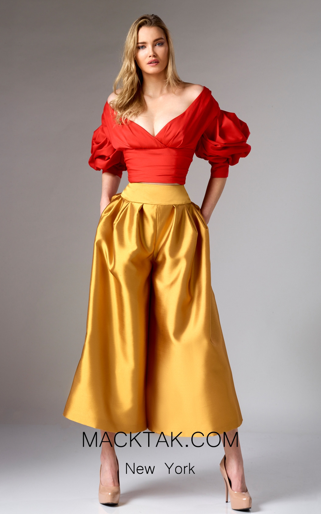 Edward Arsouni FW0295 Red Gold Front Dress