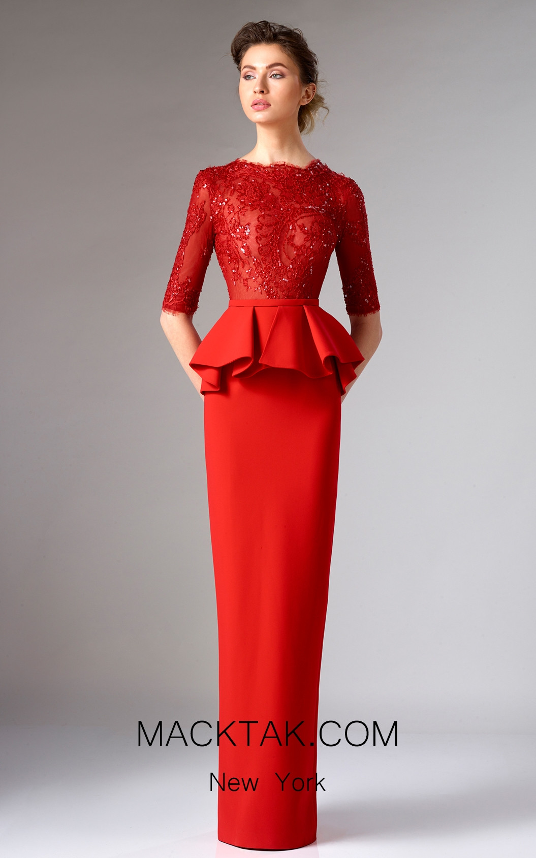 Edward Arsouni FW0296 Red Front Dress