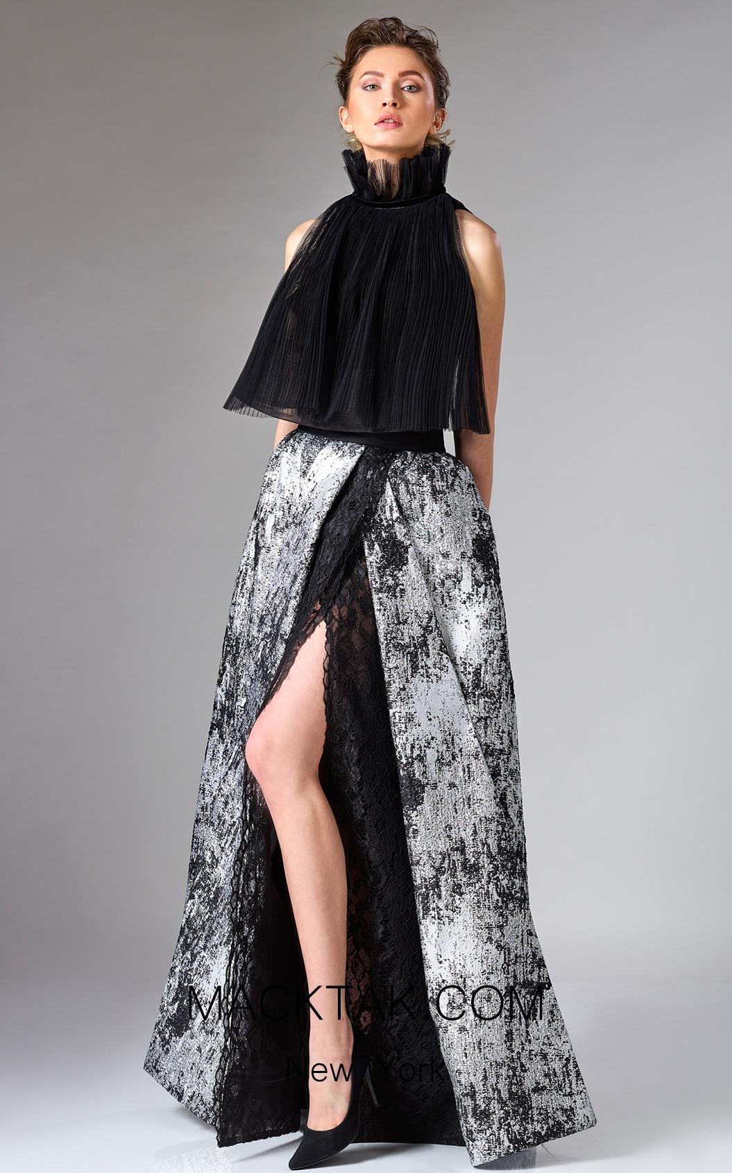 Edward Arsouni FW0314 Black Silver Front Dress
