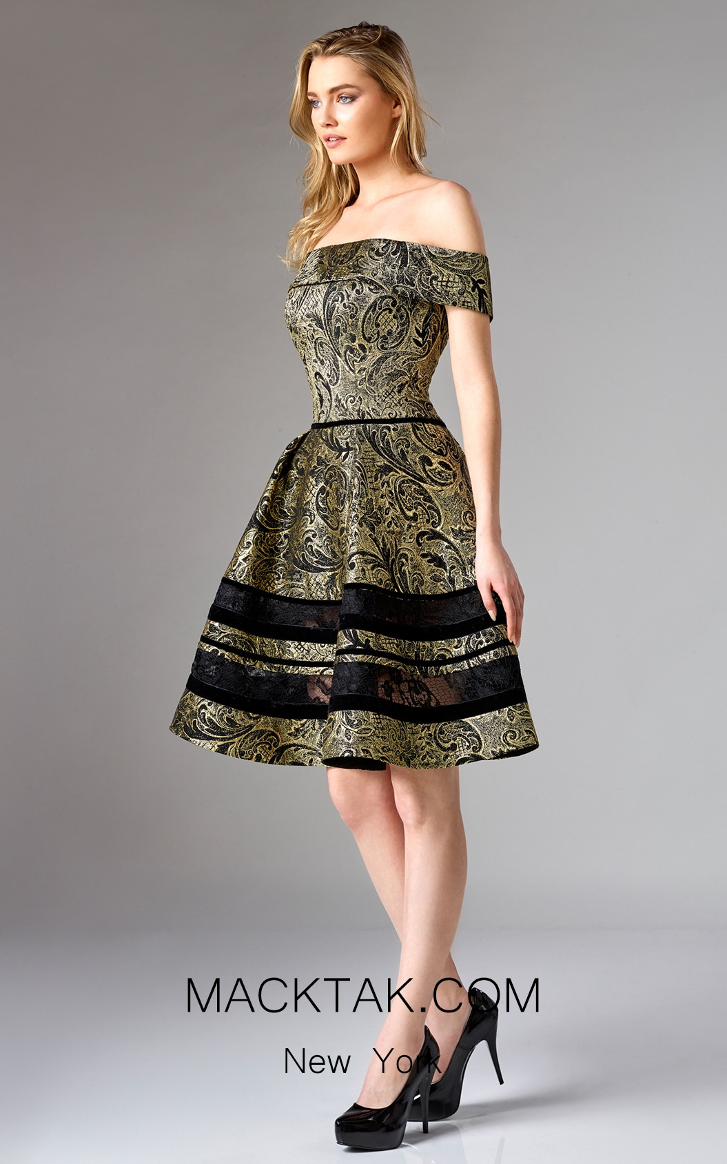 Edward Arsouni FW0321 Black Gold Front Dress