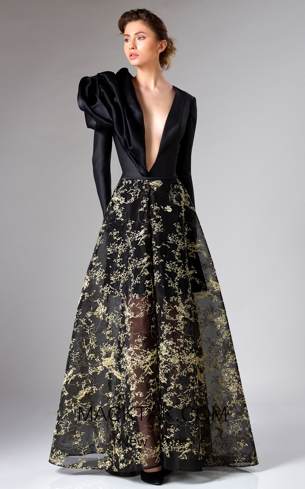 Edward Arsouni FW0329 Black Gold Front Dress