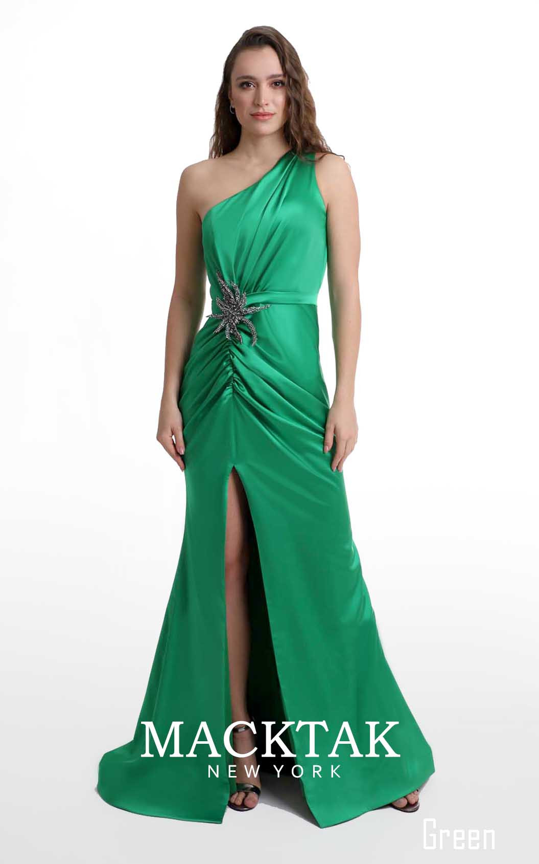 Long one shoulder evening dress 8011 with adjustable accessories 