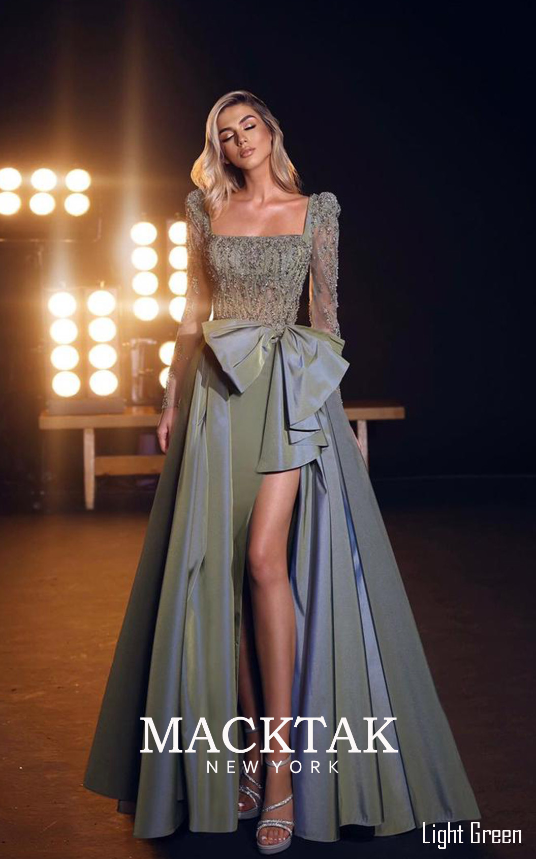 MackTak Collection 40110 Light Green Front Dress
