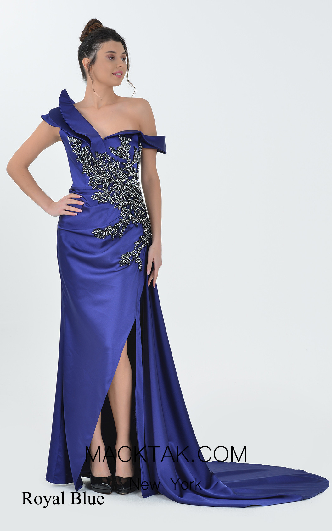 Macktak Couture 5117 Royal Blue Front Dress