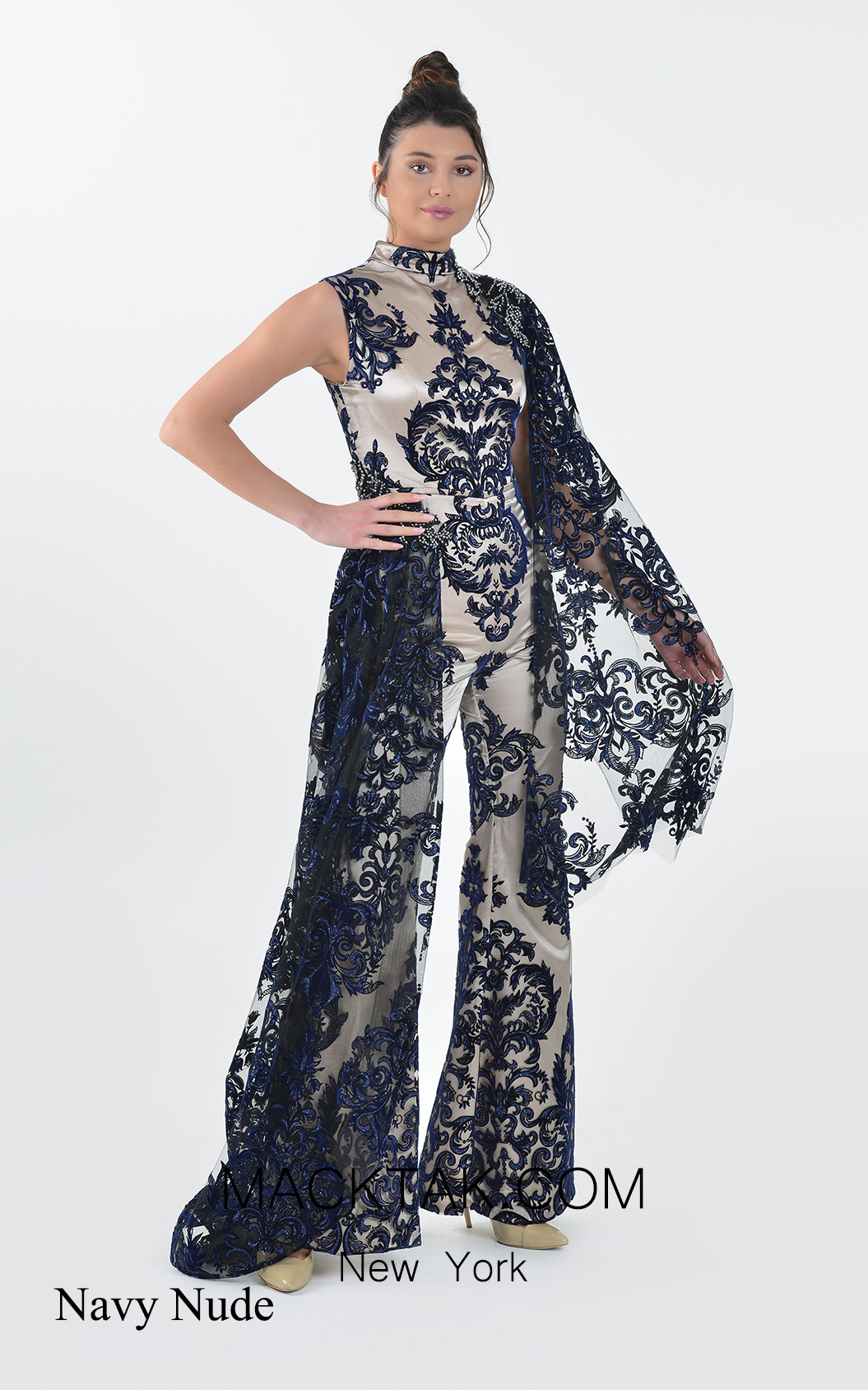 Macktak Couture 5138 Navy Nude Front Dress