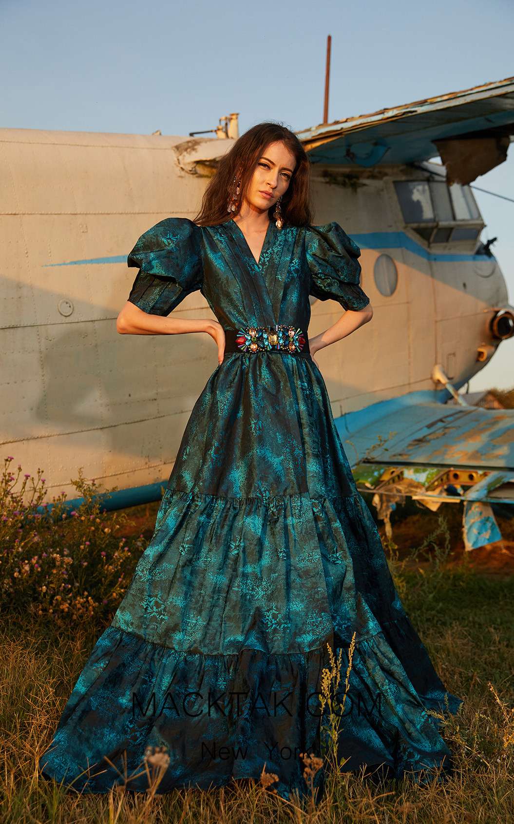 Miau By Clara Rotescu Ira Turquoise Front Dress