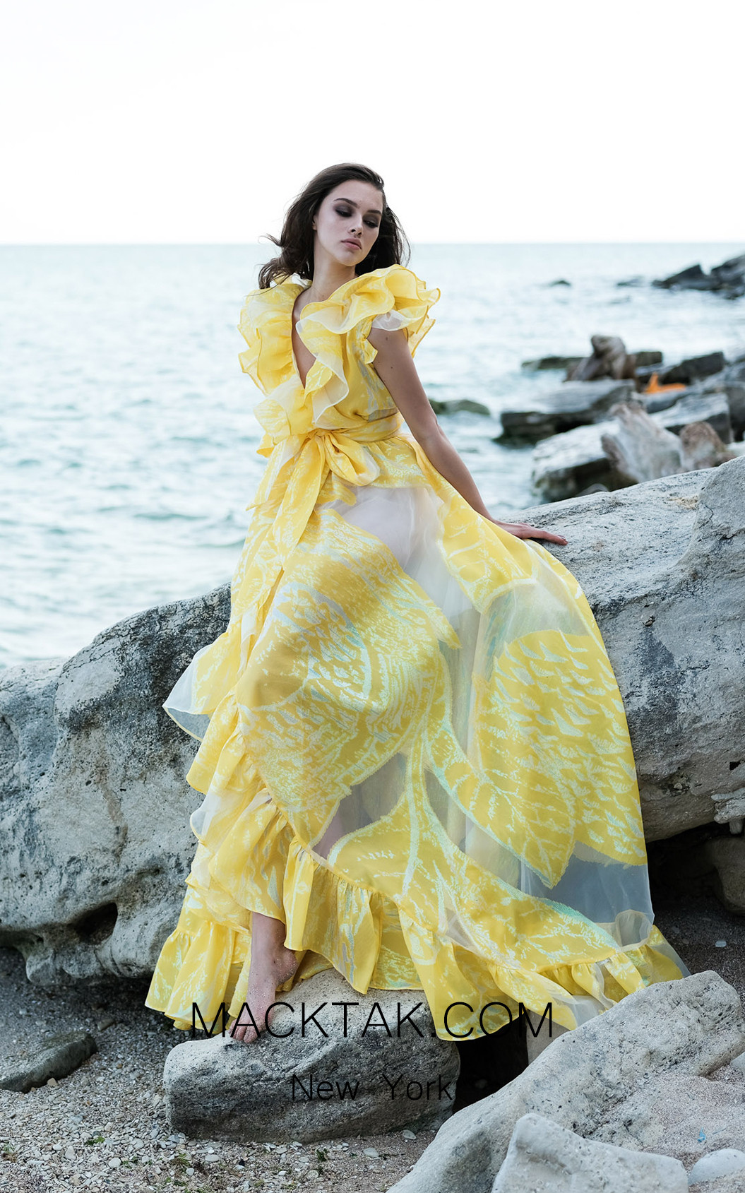 Miau By Clara Rotescu Sicily Yellow Front Dress