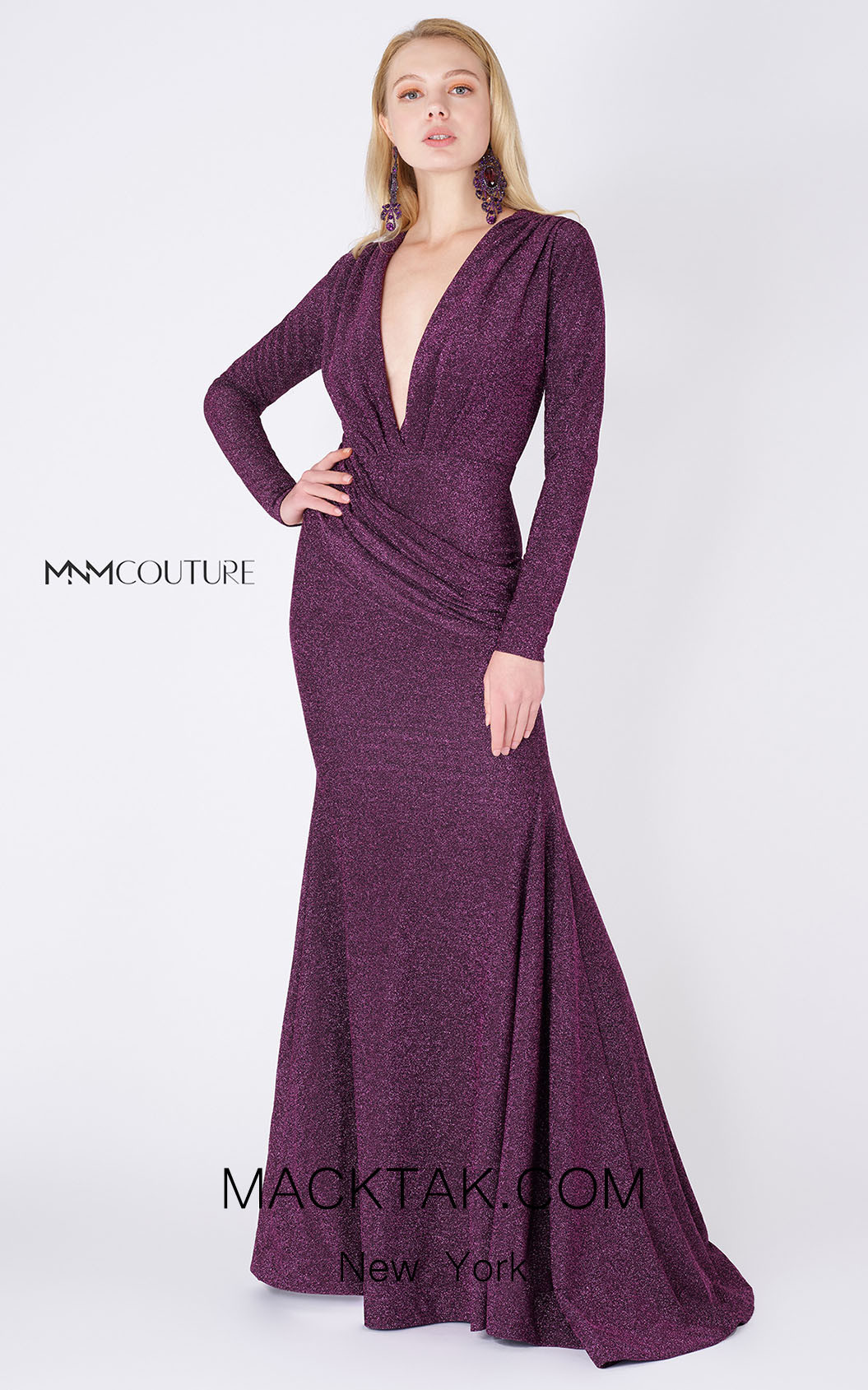 MNM Couture L0002B Purple Silver Front Dress