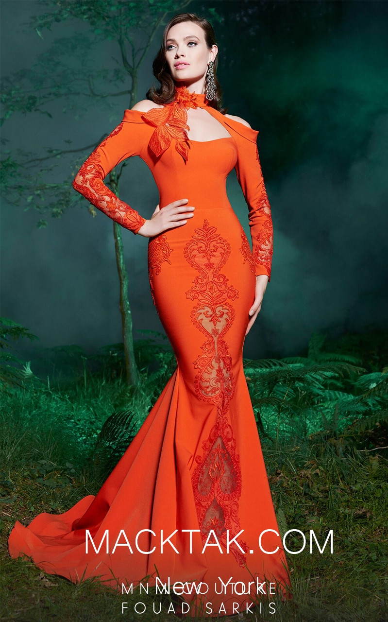 MNM 2502 Orange Front Evening Dress