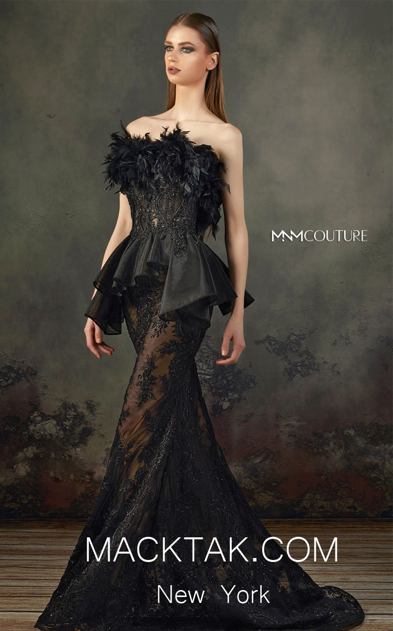 MNM K3664 Black Front Evening Dress