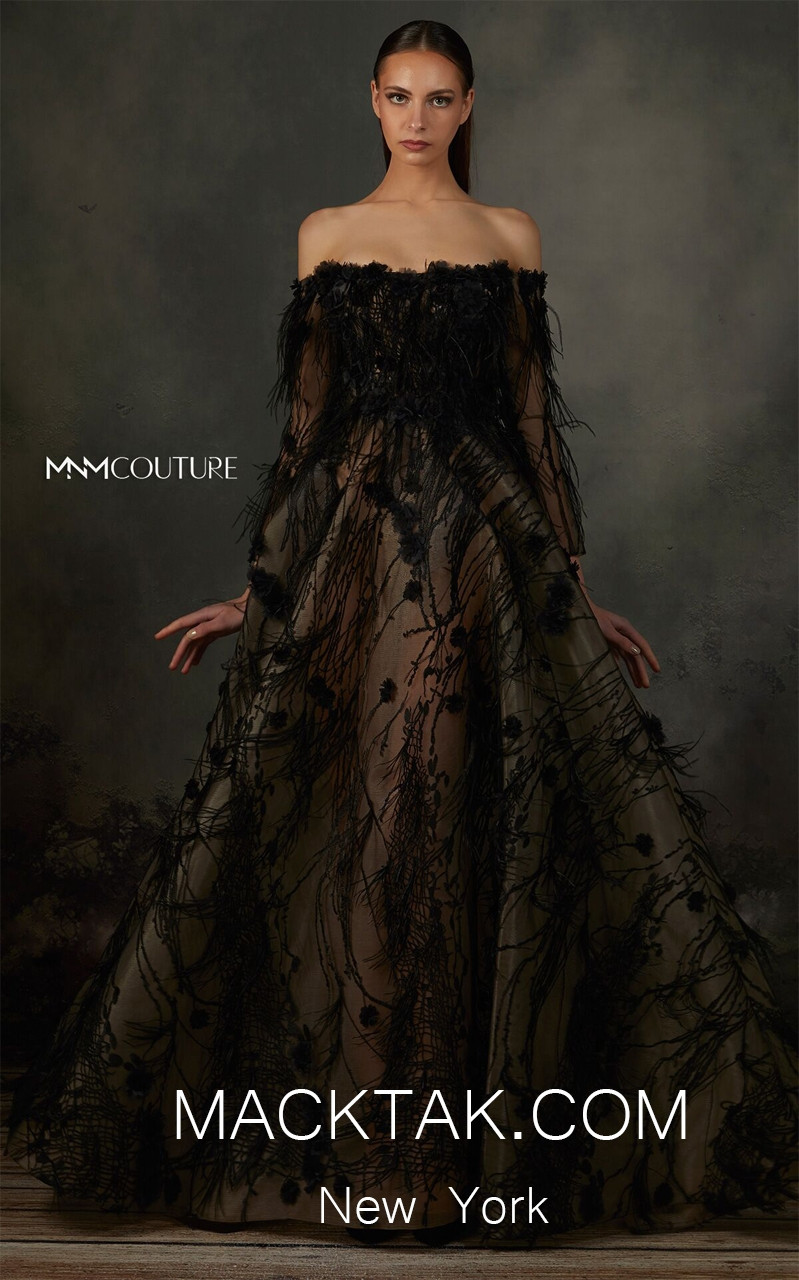 MNM K3689 Black Front Evening Dress