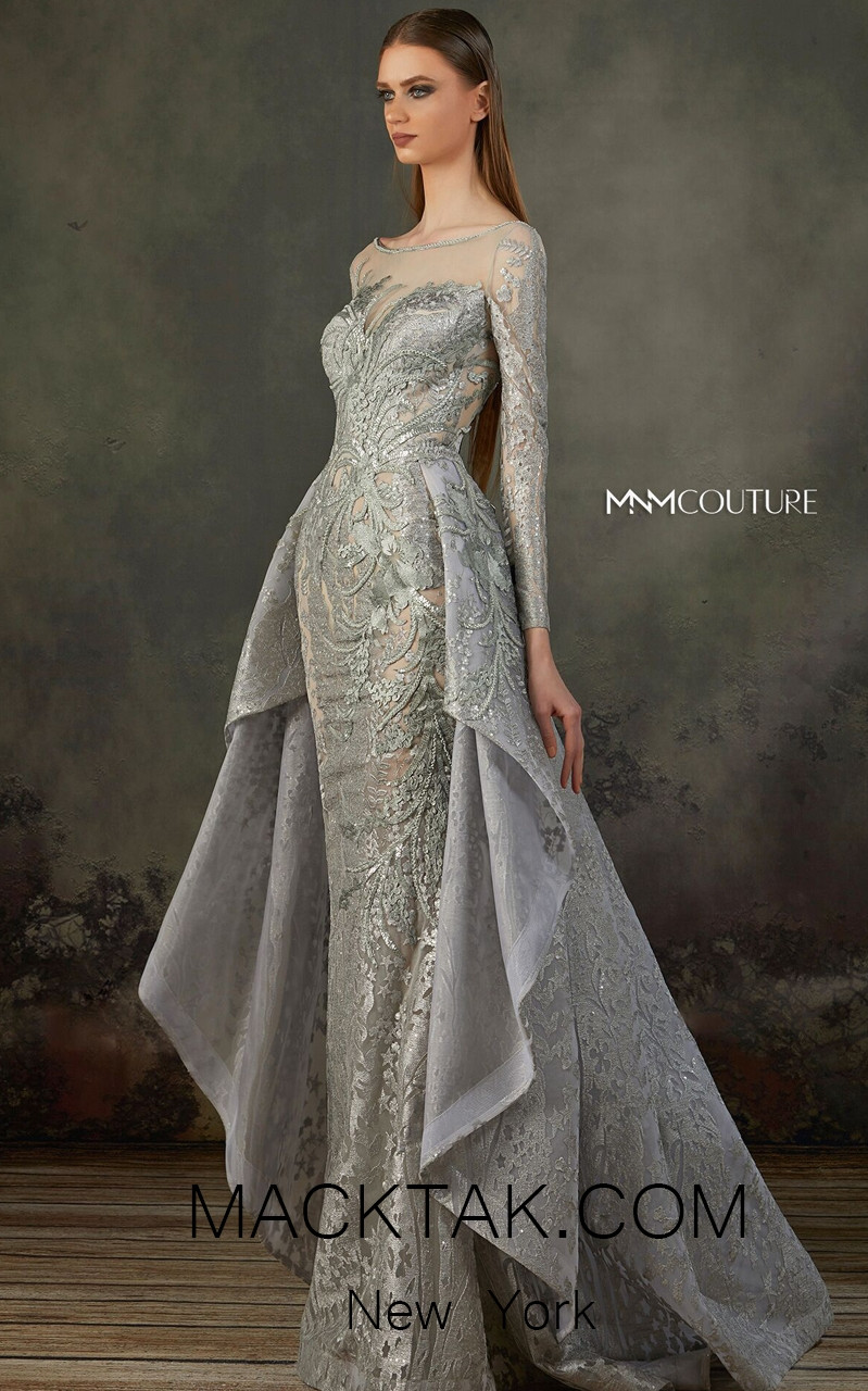 MNM K3714 Gray Front Evening Dress