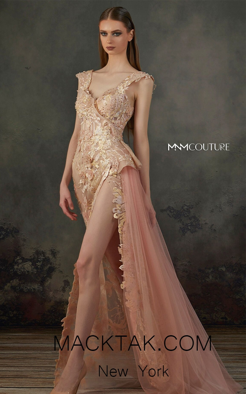 MNM K3716 Salmon Front Evening Dress
