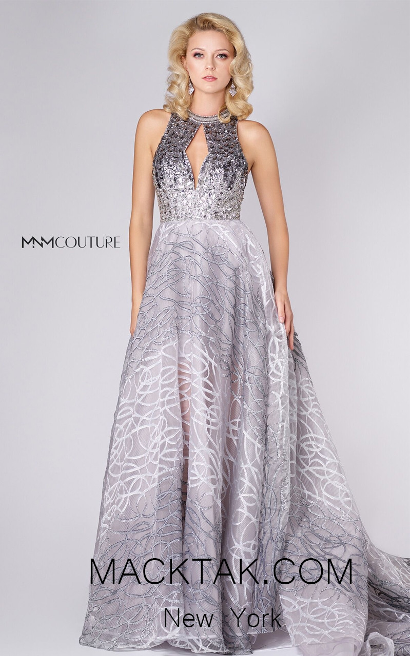 MNM M0056 Silver Front Evening Dress
