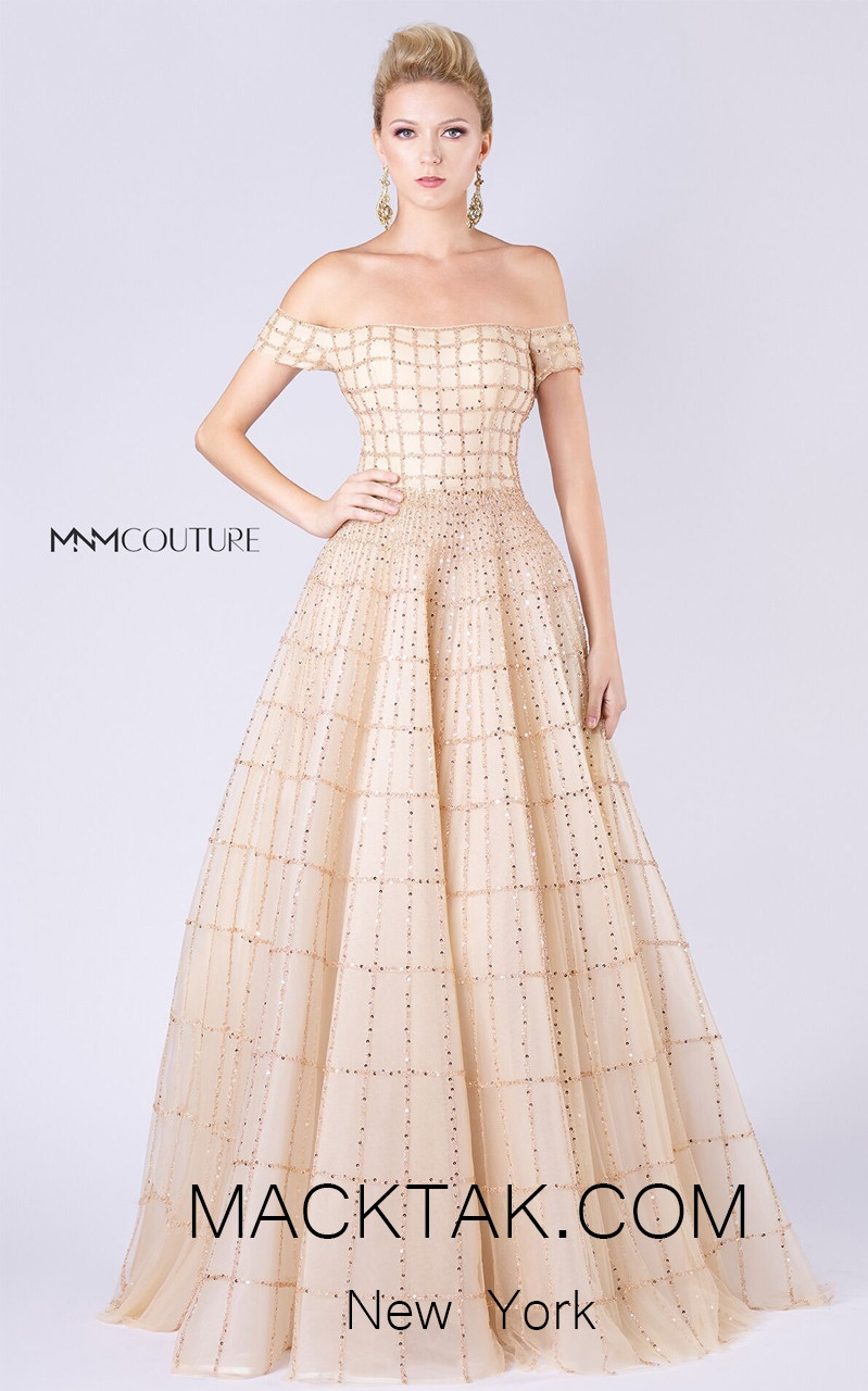 MNM M0057 Gold Front Evening Dress