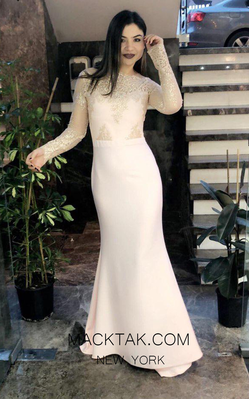 TK MT3988 Pink Front Evening Dress