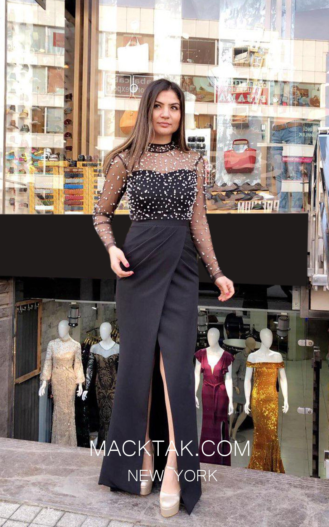 TK MT3991 Black Front Prom Dress