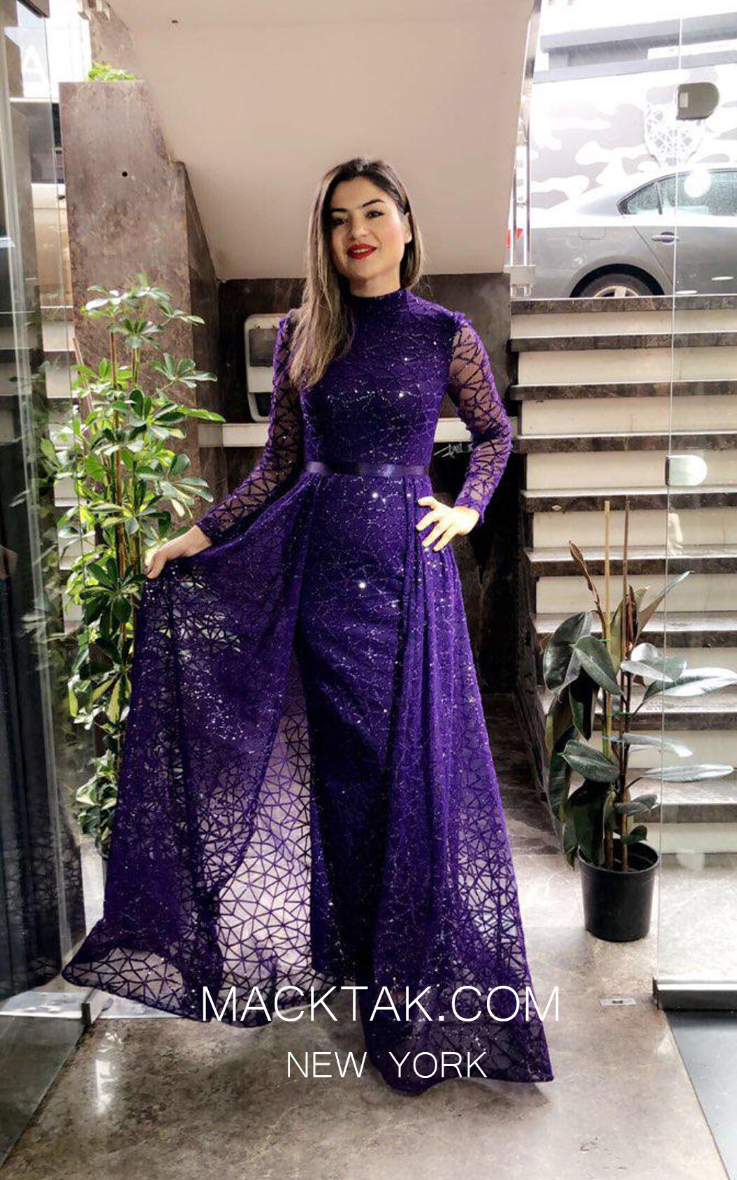 TK MT3992 Purple Front Dress
