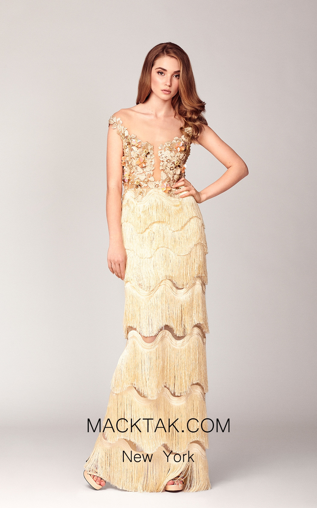 Long Fringe Dress by O'Blanc HC17023 - MackTak.com New York Online Store