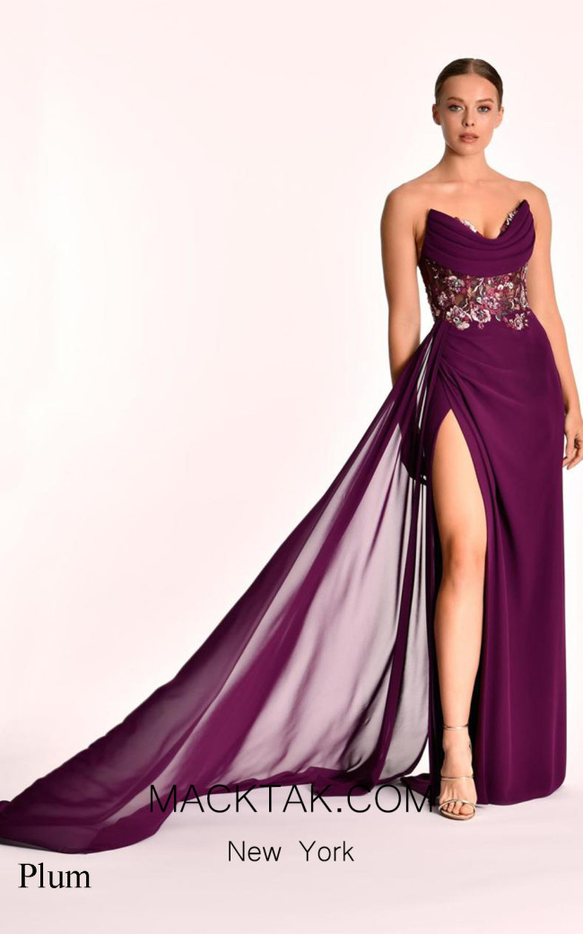 Alfa Beta B5595 Plum Front Dress