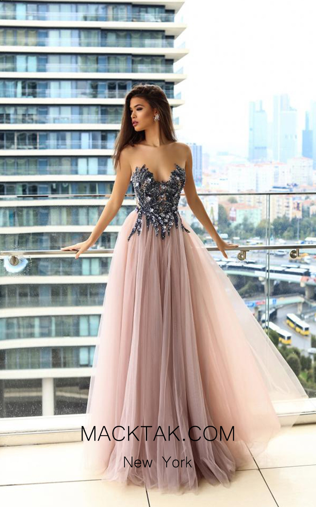 Pollardi Vega 09020 Loganberry Front Evening Dress