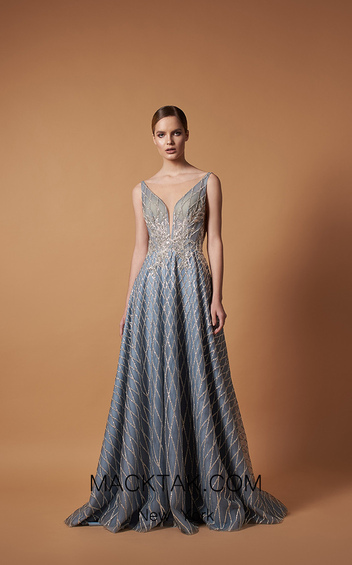 Pollardi 5096 Silver Blue Front Dress