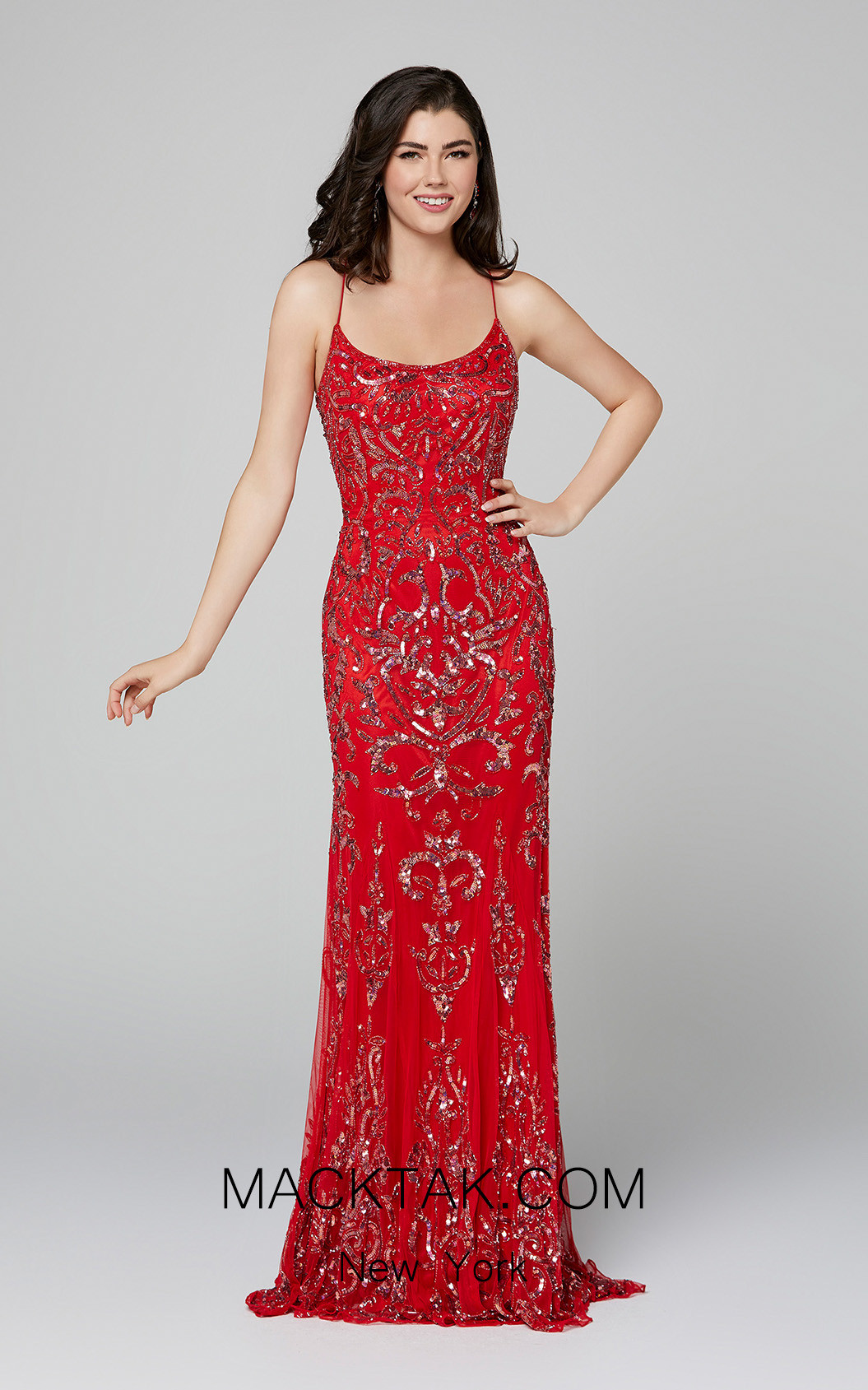Primavera Couture 3435 Red Front Dress