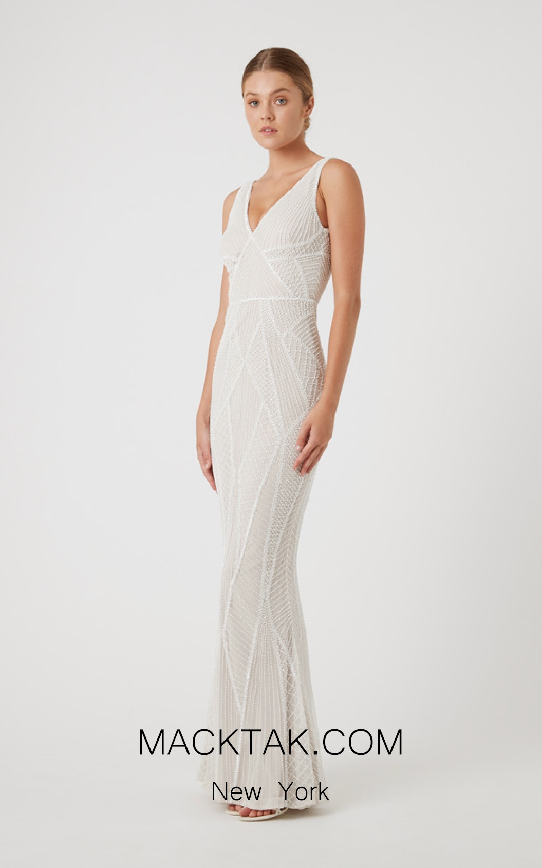 Rachel Gilbert RG60484 Ivory Front Evening Dress
