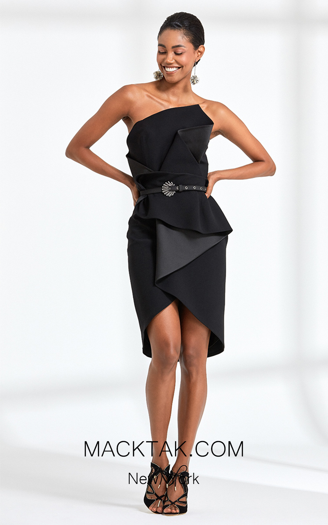 Rengin 5597 Black Front Dress